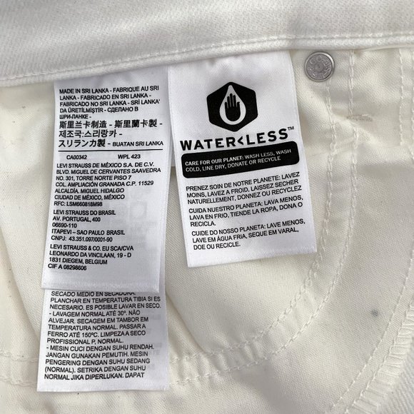 Levi’s 711 Skinny Jeans Mid Rise Denim White Size 34 x 30 18 NEW - Picture 7 of 10